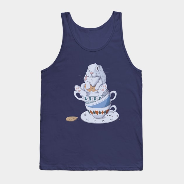 Alice In Wonderland Fan Art Teacup Bunny Tank Top by ChiquitaFoncy